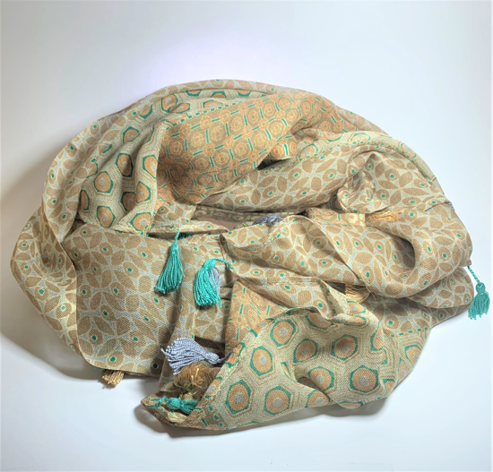 Picture of TRIO ROUGE CREAM/GREEN SUMMER SCARF