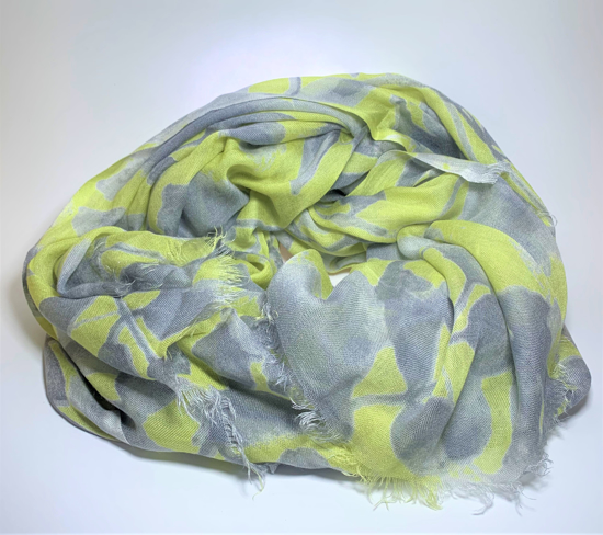 Picture of TRIO ROUGE YELLOW/GREY LEAF SUMMER SCARF