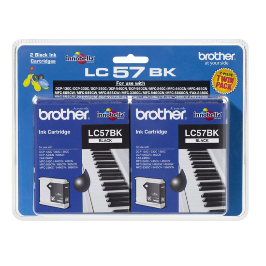 Picture of Brother LC-57BK Black Ink Cartridge Twin
