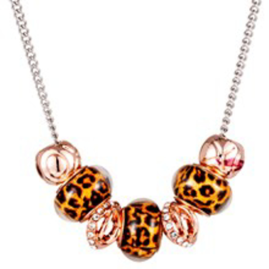 Picture of Bead & Crystal Necklace - Rose Gold & Leopard