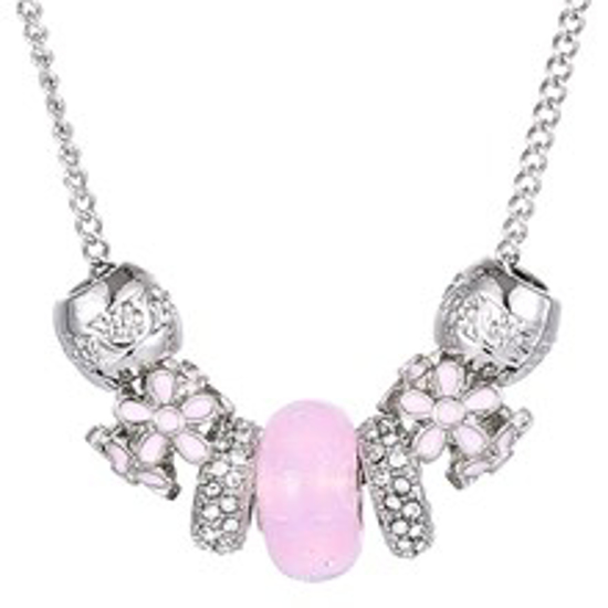Picture of SAHARA BEAD NECKLACE SILVER AND PINK