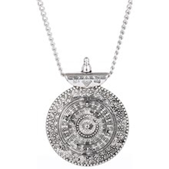 Picture of Antique Silver Flower Disc Necklace