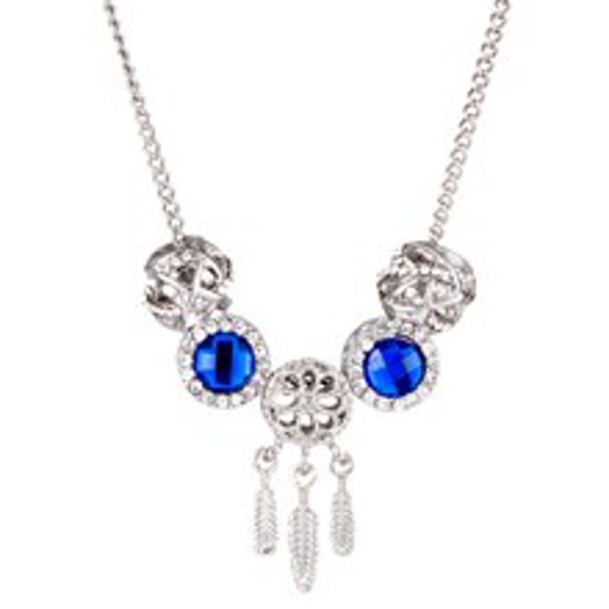 Picture of Bead & Crystal Necklace - Silver & Blue