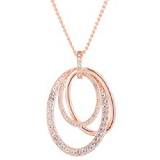Picture of Intertwined Oval & Crystal Necklace - Rose Gold